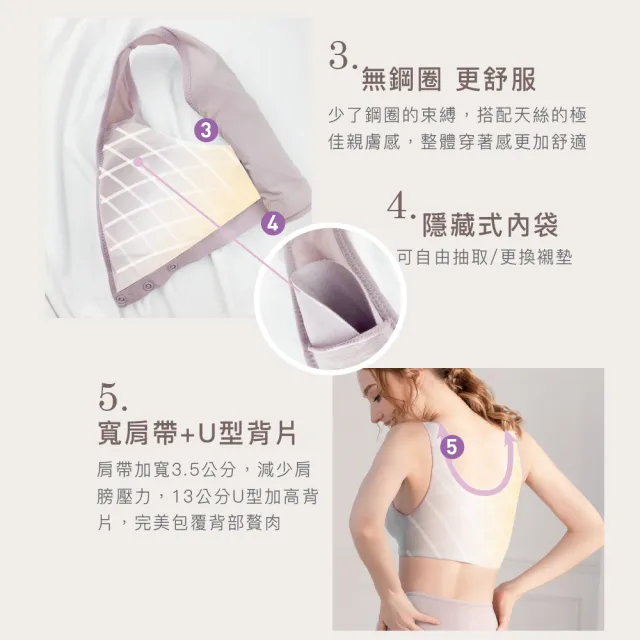【Clany 可蘭霓】無感前扣抗菌無鋼圈內衣 燕麥紫6986-15(哺乳孕婦孕期.媽媽月子.五十肩老年睡眠.術後)
