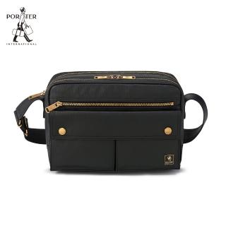 【PORTER INTERNATIONAL】復古品味MORI雙層斜揹包(黑)