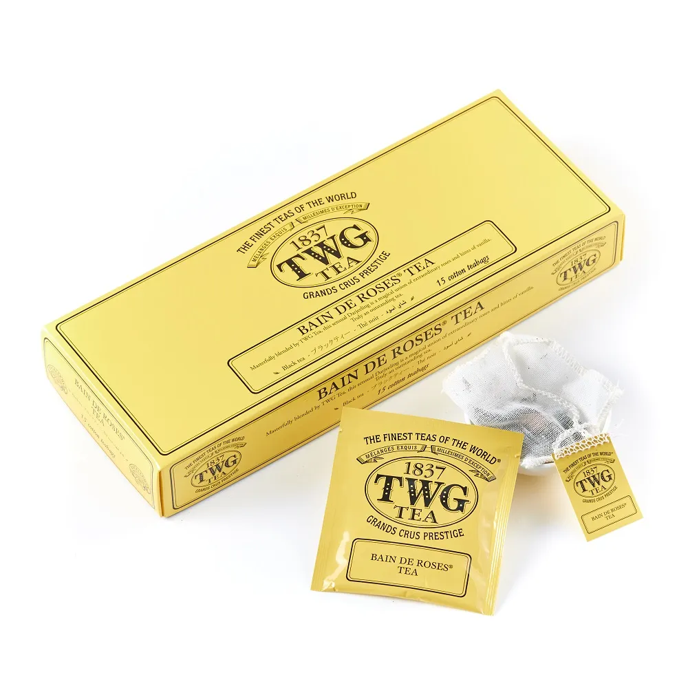 【TWG Tea】手工純棉茶包 玫瑰芬香茶 15包/盒(Bain de Roses Tea;黑茶)