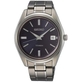 【SEIKO 精工】都會簡約鈦金屬大三針時尚男錶-銀x藍/40mm 雙12限定(SUR373P1/6N52-00B0V)