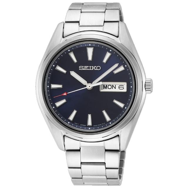 【SEIKO 精工】都會簡約大三針時尚女錶-銀x藍/36mm 雙12限定(SUR347P1/6N43-00B0B)