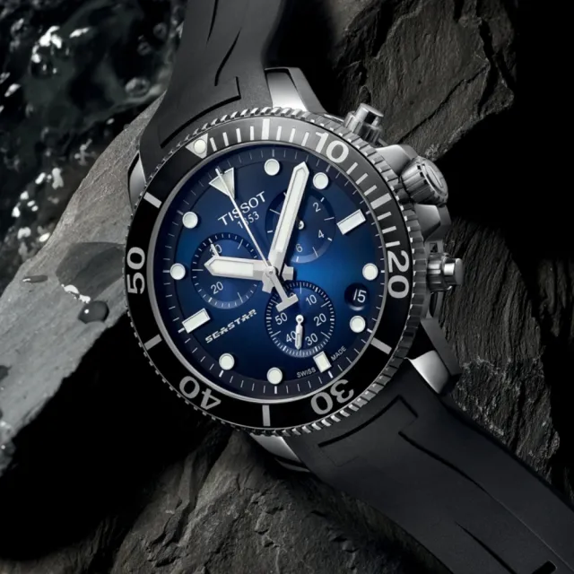 【TISSOT 天梭 官方授權】SEASTAR1000海星系列 300m 漸層藍 潛水腕錶 禮物推薦 畢業禮物(T1204171704100)