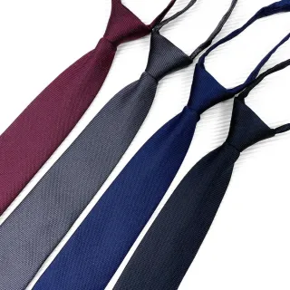 【vivi 領帶家族】自動素面拉鍊窄版7cm領帶(四色-暗灰、桃紅、灰、藍)