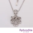【Aphrodite 愛芙晶鑽】抽象花朵綴鑽圖樣水鑽項鍊(白金色)