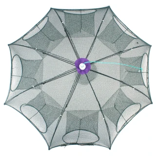 【格琳生活館】8孔折疊式捕魚籠 傘狀捕漁網(一拉一按輕鬆開合)