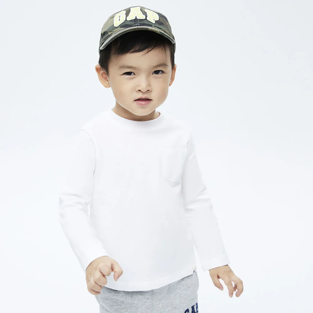 【GAP】男幼童裝 純棉長袖T恤 布萊納系列-白色(669934)