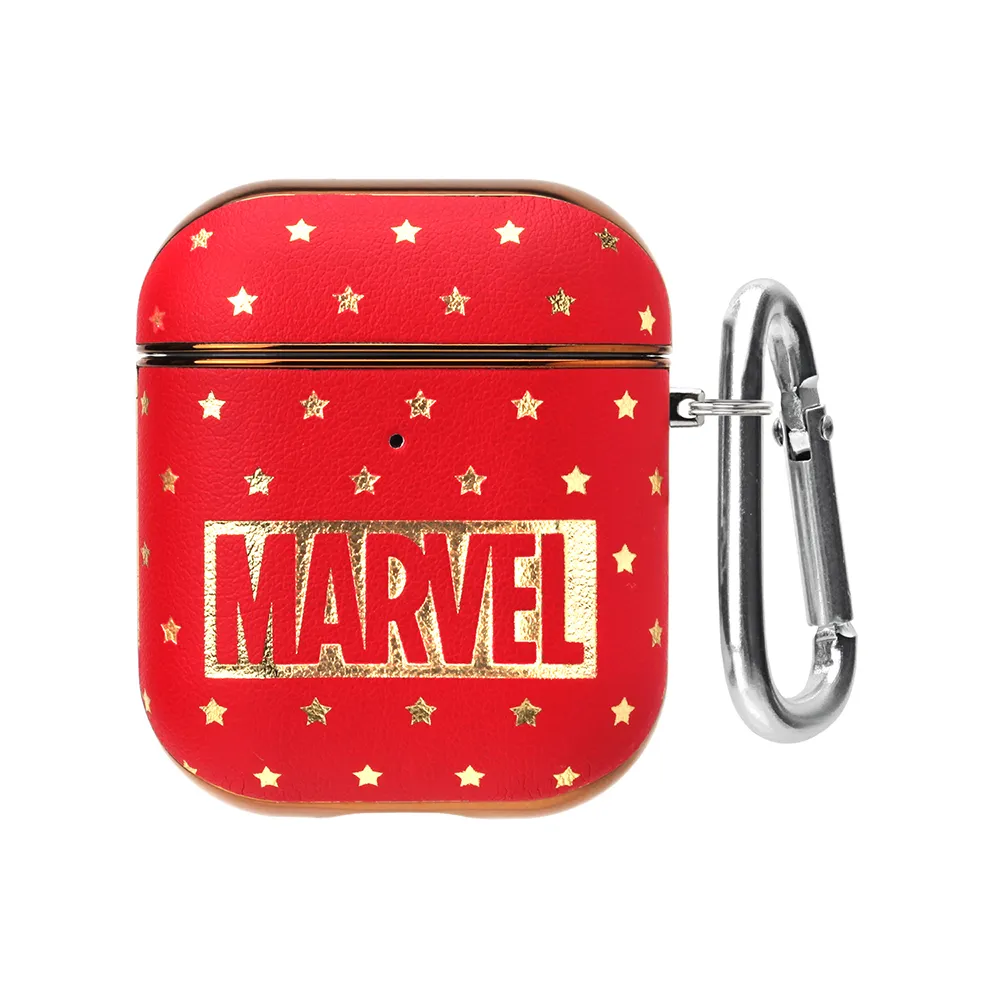 【iJacket】AirPods 1/2代 Marvel漫威 箔押皮革 質感保護殼(Logo)