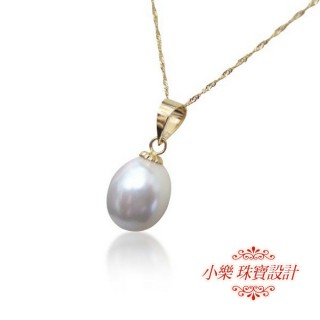 【小樂珠寶】極簡頂級3A全美漂亮南洋深海貝珍珠項鍊(14mm胖水滴形胖橢圓形-銀或金臺隨機)