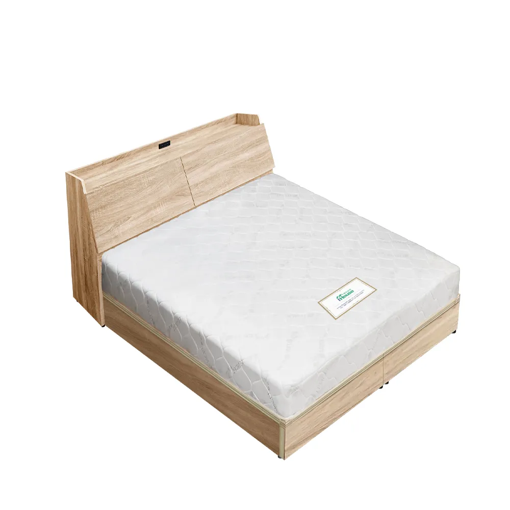 【A FACTORY 傢俱工場】吉米 MIT木心板床組 插座床箱+強化底+天絲墊 - 雙大6尺