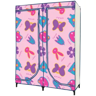 【Sanho 三和牌】巧樣多EWP-1型蝴蝶粉紅 DIY收納套管衣櫥組(布架合裝/台灣製造  現貨)