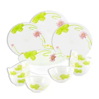 【CookPower 鍋寶】玉晶玻璃瓷碗餐盤13件組(EO-QW7994XM65Z2RG15R)
