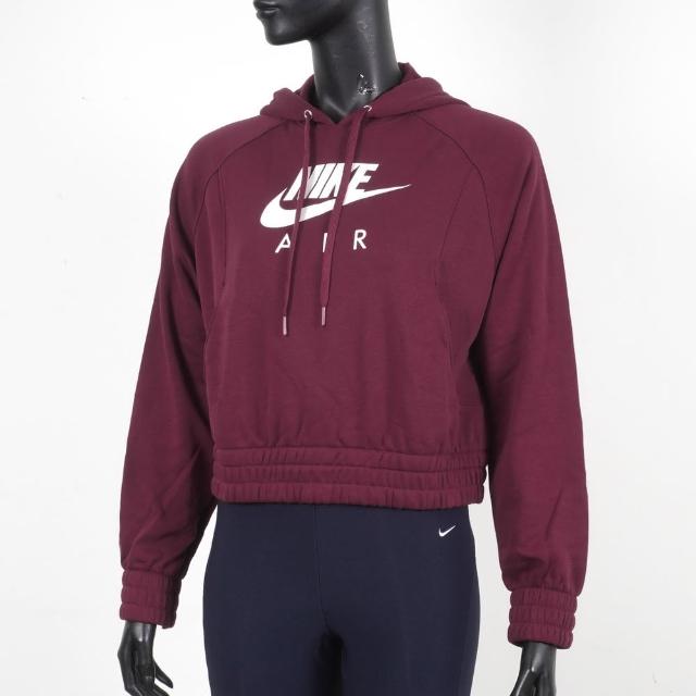 【NIKE 耐吉】Nike As W Nsw Air Hoodie FLC    女 長袖 連帽上衣 短版 休閒 酒紅(CU6562-638)