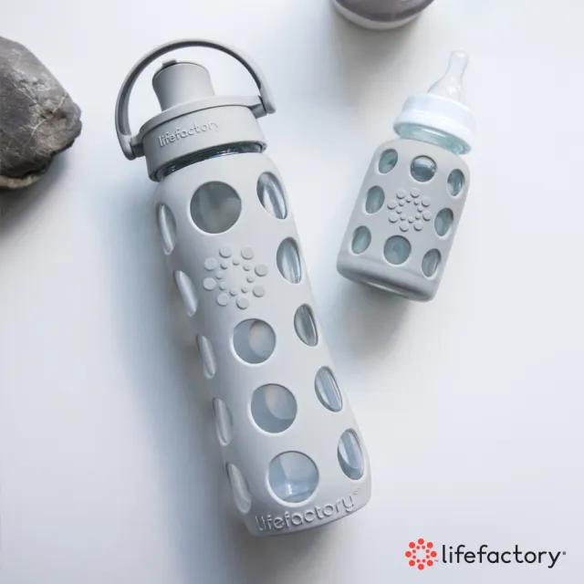 【lifefactory】黑色 掀蓋玻璃水瓶650ml(AFCN-650-BK)