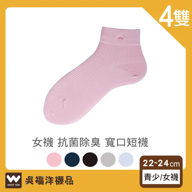 【吳福洋襪品】Trifresh 抗菌除臭 寬口 短襪(青少/女襪、22~24公分)