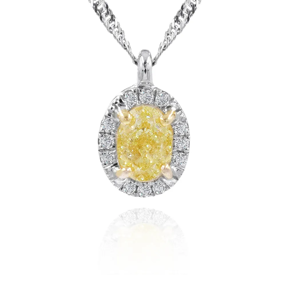 【AURORA 歐羅拉】GIA 50分天然黃彩鑽墜 送18K金項鍊 寄情(Fancy Yellow)