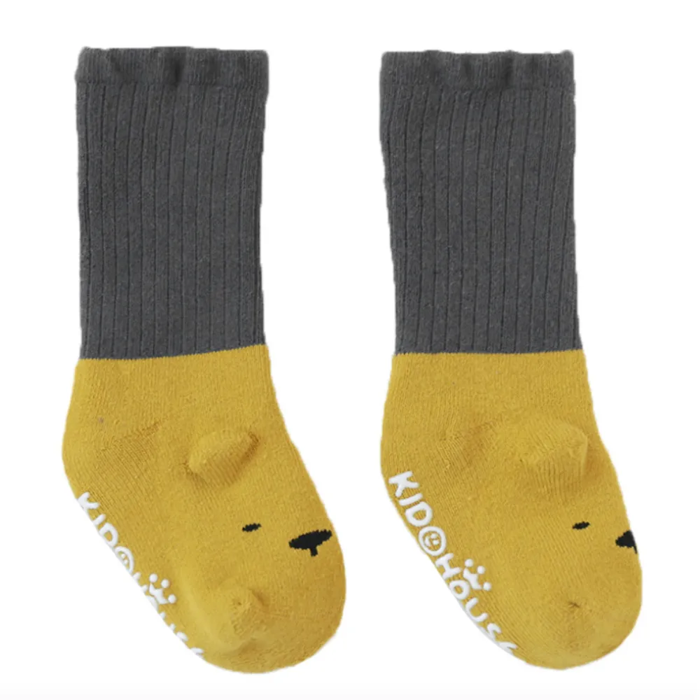 【cool kids only】5入-嬰兒襪子 雙色毛料卡通中筒襪 防滑襪