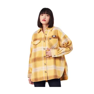 【Lee 官方旗艦】女裝 長袖襯衫 / 寬版格紋 燦爛黃 季節性版型 / 101+ 系列(LL210355004)
