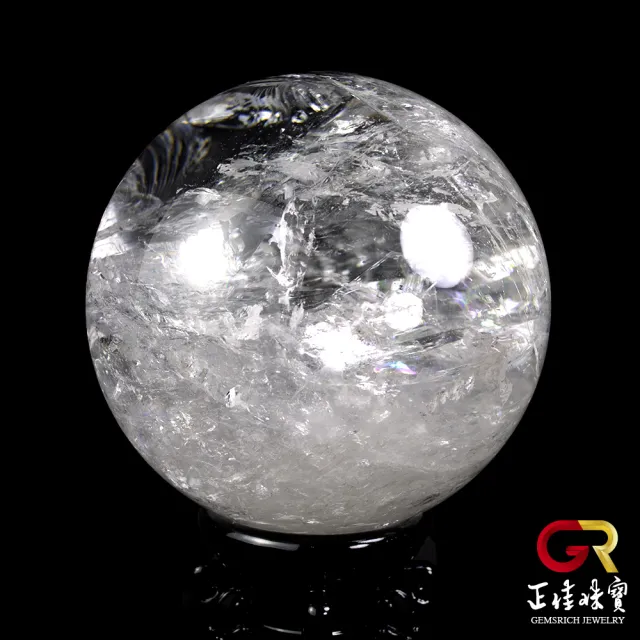 【正佳珠寶】白水晶 頂級彩虹白水晶球 6.4kg 白水晶擺件｜特製木座(頂級彩虹光)