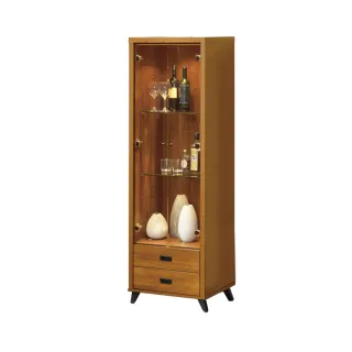 【唯熙傢俱】克拉克樟木色2尺展示櫃(展示櫃 玻璃櫃 酒櫃 置物櫃 收納櫃 抽屜櫃)