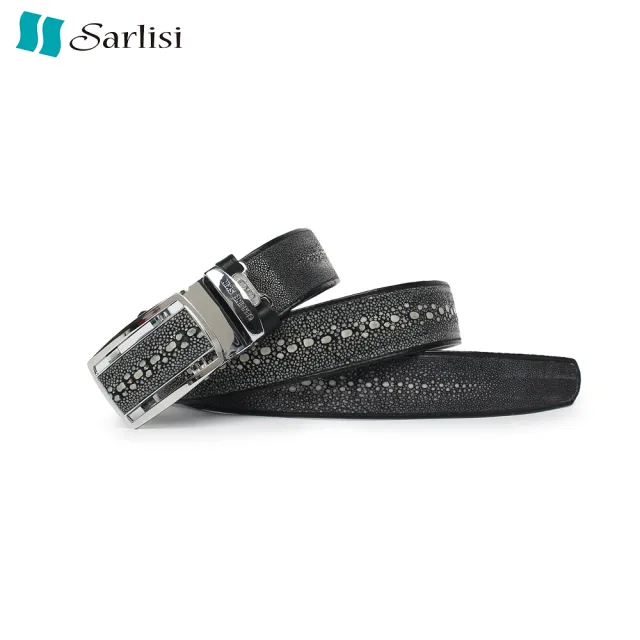 【Sarlisi】泰國進口新款珍珠魚皮男士皮帶真皮時尚商務高檔正品腰帶