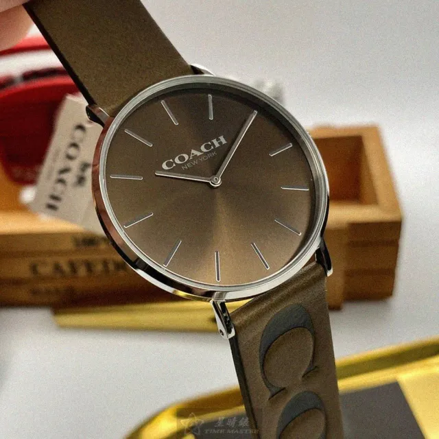 【COACH】COACH蔻馳男女通用錶型號CH00087(古銅色錶面銀錶殼咖啡色真皮皮革錶帶款)