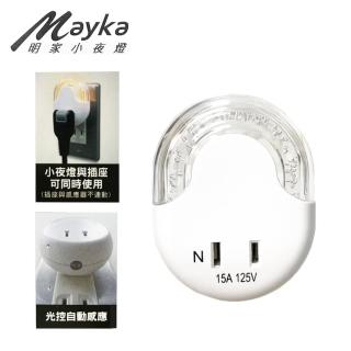 【Mayka明家】LED光控自動感應小夜燈附插座 琥珀色光GN-110(房間佈置 租屋 睡眠燈)
