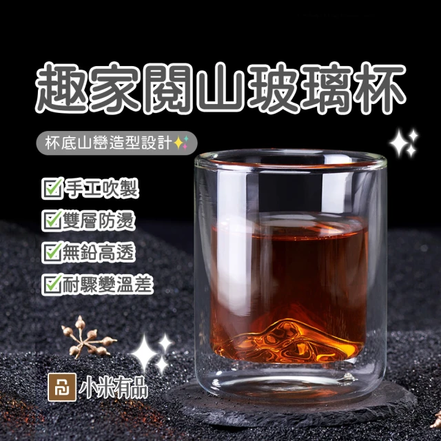 【Funjia 趣家】小米有品 閱山玻璃杯(造型杯 手工吹製 酒杯 茶杯)