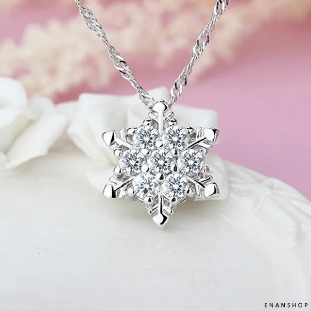 【ENANSHOP 惡南宅急店】雪花水鑽項鍊 韓國氣質 項鍊 鎖骨鍊 水晶項鍊-7351A