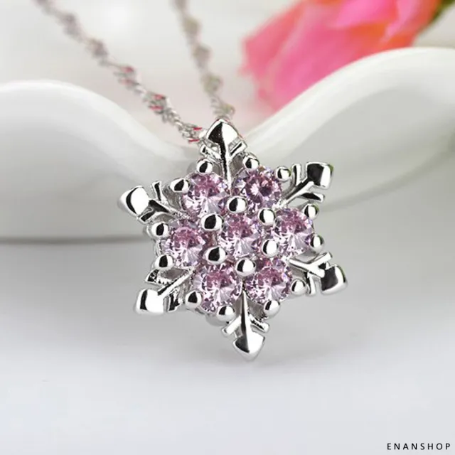 【ENANSHOP 惡南宅急店】雪花水鑽項鍊 韓國氣質 項鍊 鎖骨鍊 水晶項鍊-7351A