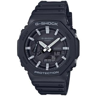 【CASIO 卡西歐】G-SHOCK 八角防護構造雙顯手錶 情人節 禮物(GA-2100-1A/速)