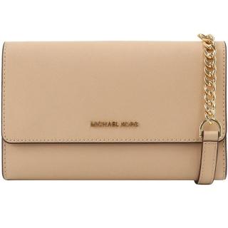 【Michael Kors】奶茶色防刮皮革三合一WOC鏈帶斜揹包+手拿包