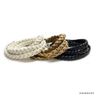 【ENANSHOP 惡南宅急店】四圈皮革麻花手環 韓國龐克手環 情侶手環 情侶手鍊 時尚手鍊-0425B