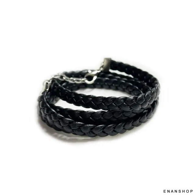 【ENANSHOP 惡南宅急店】四圈皮革麻花手環 韓國龐克手環 情侶手環 情侶手鍊 時尚手鍊-0425B