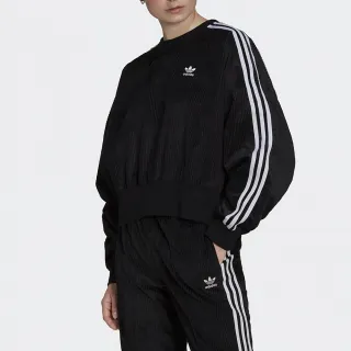 【adidas 愛迪達】運動上衣 長袖上衣 衛衣 大學T 女上衣 黑 SWEATSHIRT(H37848)