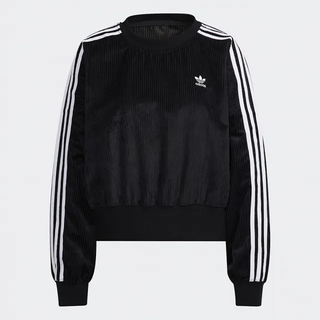 【adidas 愛迪達】雙11 運動上衣 長袖上衣 衛衣 大學T 女上衣 黑 SWEATSHIRT(H37848)