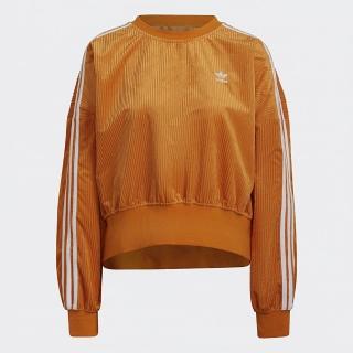 【adidas 愛迪達】運動上衣 長袖上衣 衛衣 大學t 女上衣 橘 sweatshirt(h37847)