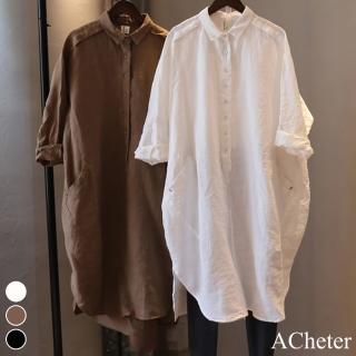 【ACheter】春款大碼休閒文藝原創中長款襯衫#111612現貨+預購(3色)