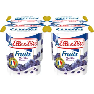 【Elle&Vire 愛樂薇】法國 水果優格 藍莓 125g x4杯(水果優格 藍莓 效期20240417)