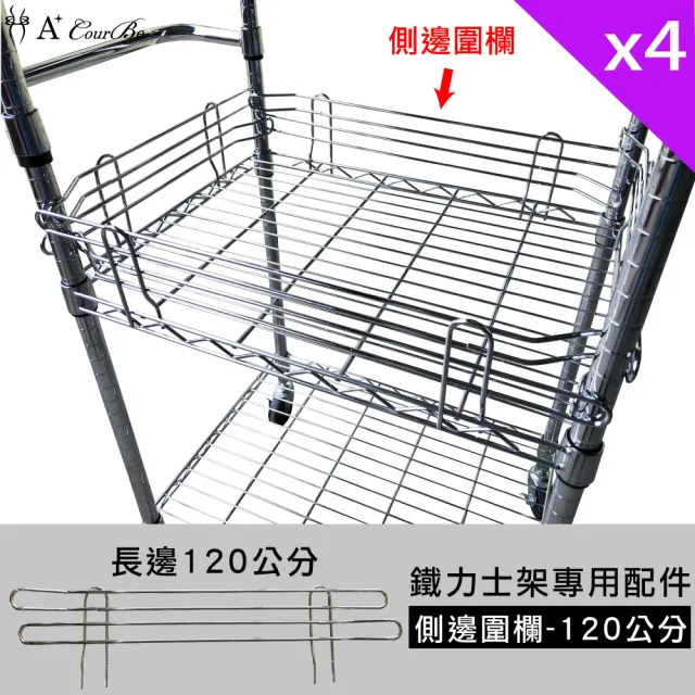【A+Courbe】120cm側邊圍欄4入-MIT鐵力士架專用鍍鉻配件