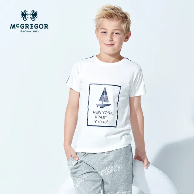 【MCGREGOR 瑪格麗格】針織混紡棉布短袖圓領T恤-男童(191715海洋帆船印花圖案)