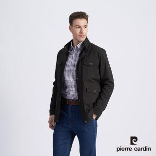 【pierre cardin 皮爾卡登】商務休閒 男款 都會時尚休閒立領多口袋薄夾克外套-黑色(5215602-99)
