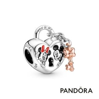 【Pandora官方直營】迪士尼米奇米妮造型愛心掛鎖串飾-絕版品
