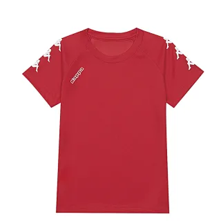 【KAPPA】義大利舒適小童吸溼排汗男款圓領T恤(正紅 34168MWD18)