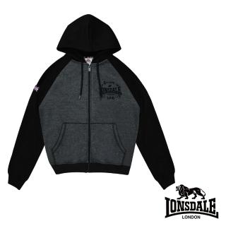 【LONSDALE 英國小獅】潮流撞色LOGO加絨連帽外套(灰色 LT250952)
