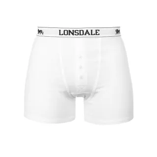 【LONSDALE 英國小獅】英倫紳士 鈕扣四角內褲2入(白色 LT422013)