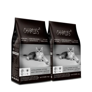 【CHARLES查爾斯】低敏貓糧活力成貓體態貓3.3LB 2包組(深海鮮魚+雙鮮凍乾)