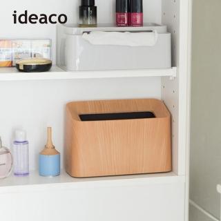 【日本ideaco】橡木紋纖形斜口桌邊置物/垃圾桶-1.7L(鏡櫃 化妝臺 書桌 收納 小物 整理)