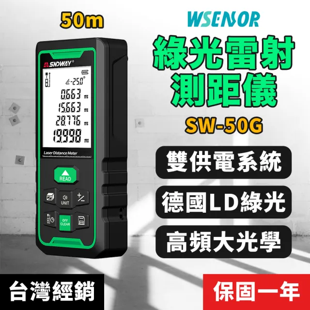 【WSensor】雙供電 50米綠光電子雷射測距儀(SW-50G/SNDWAY)