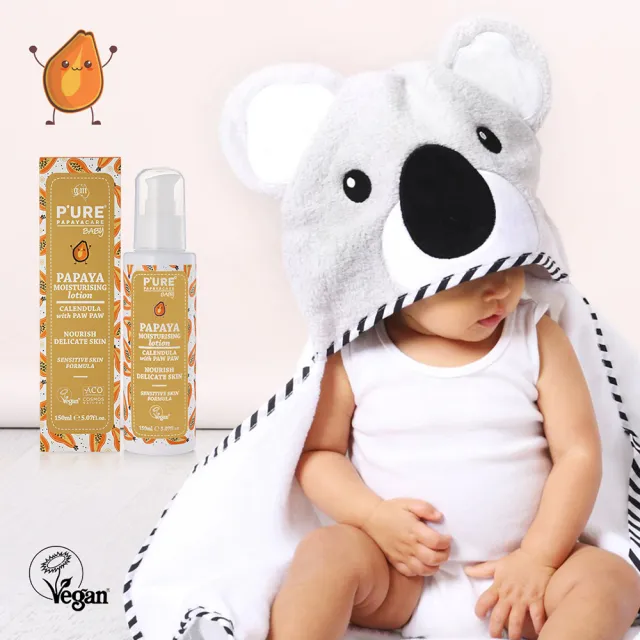 【澳洲 Pure Papayacare 即期品】木瓜嬰兒滋潤乳液含金盞花-2026年11月到期(2入組 150ml/瓶)