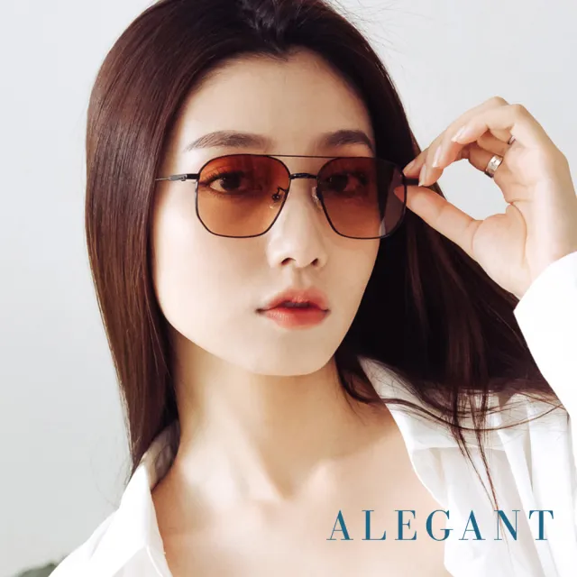 【ALEGANT】歐美復古慕斯棕漸層雙樑設計偏光飛官墨鏡/UV400太陽眼鏡(瓦維爾的鐘樓光輝)